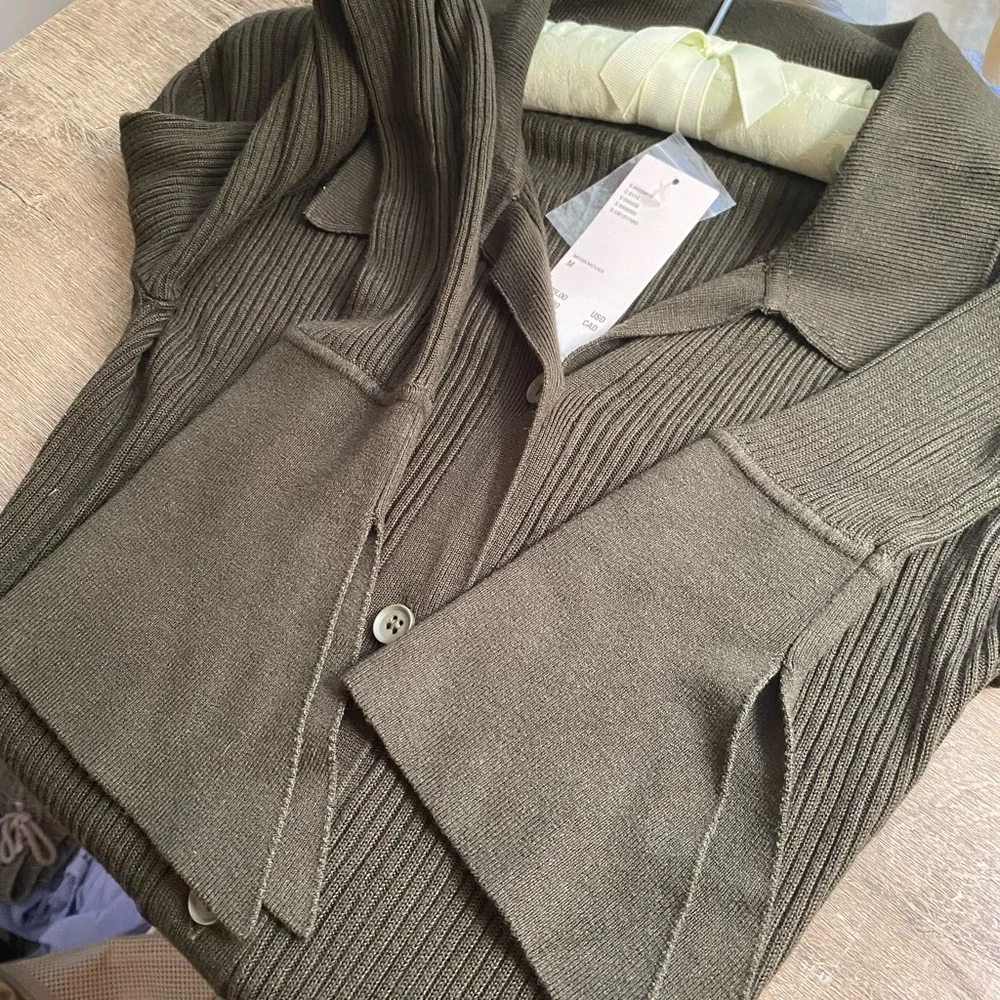 BNWT Vintage Urban Outfitters Olive Green Duster Cardigan/Maxi Dress - Picture 3 of 9